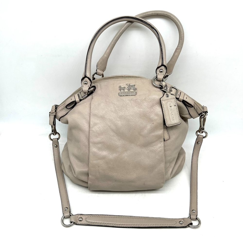 Coach Madison Leather Sophia Tan Gold Zip Satchel Shoulder Purse Bag F1193-18641